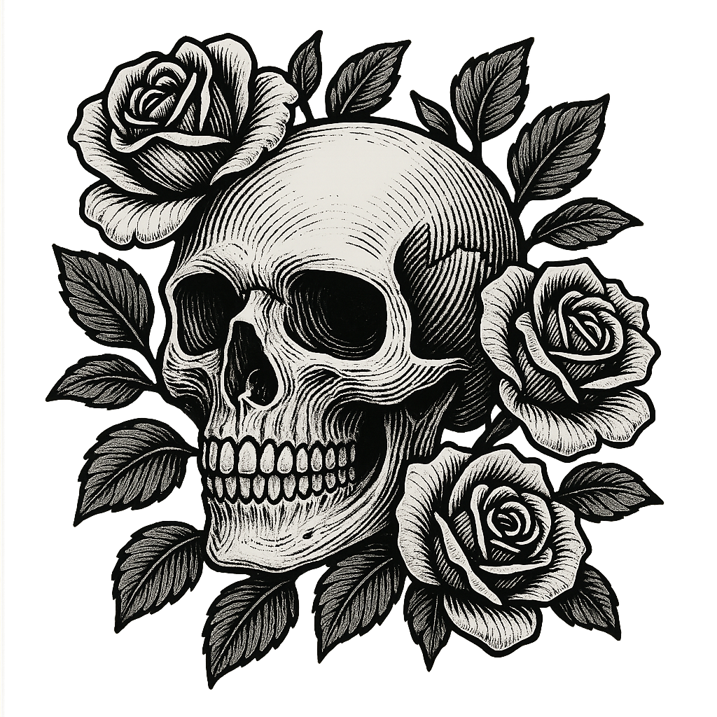 LASER DESIGN SKULL FLOWERS