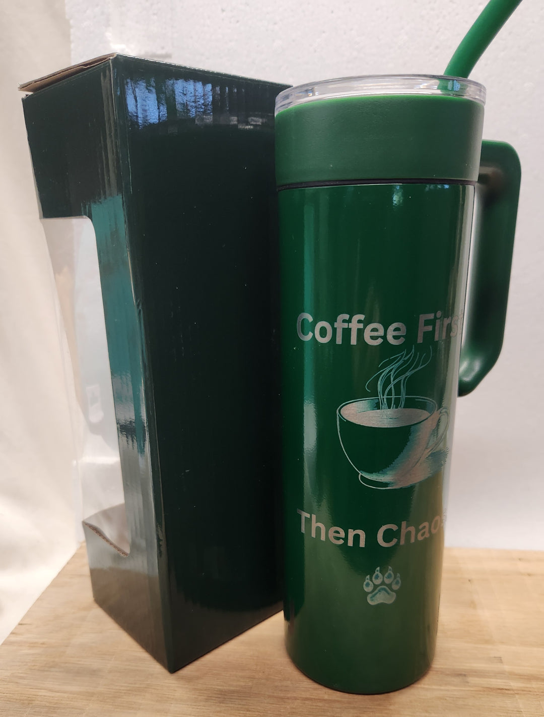 LDJ 20oz Powder Coated Skinny Tumbler – Screw-On Lid & Handle, Matching Straw