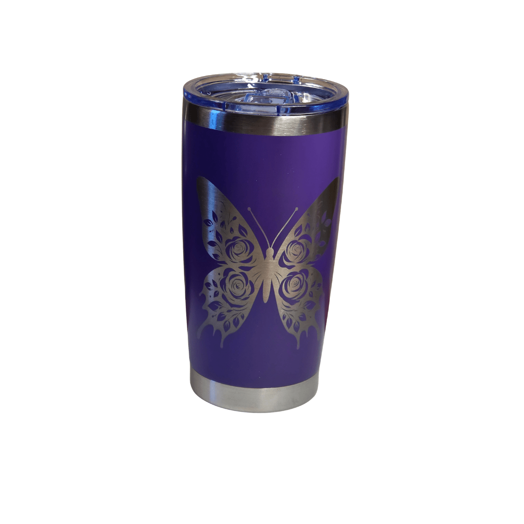 BUTTERFLY (ENGRAVED) - Laser Engraved by LDJ Engraving - Tumbler – 20oz Tapered