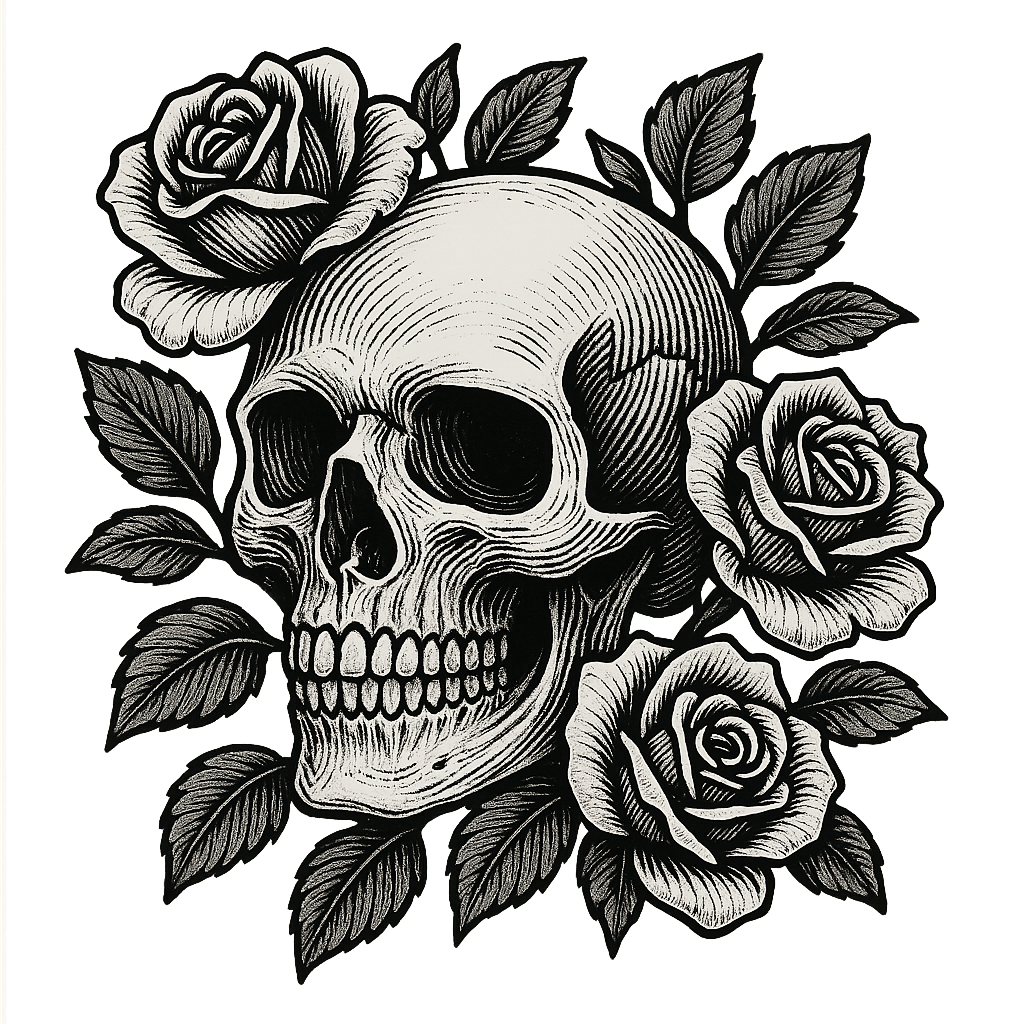 LASER DESIGN SKULL FLOWERS - Laser Engraved by LDJ Engraving - 