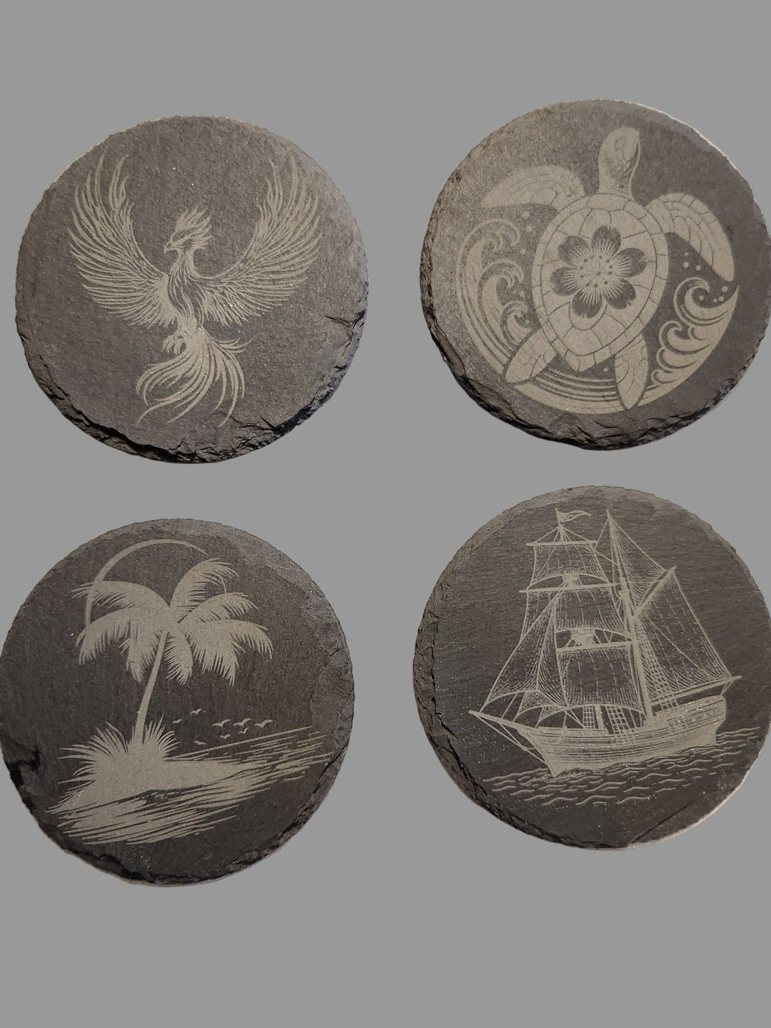 LDJ SLATE COASTER ROUND (4 - PACK) - Laser Engraved by LDJ Engraving - COASTERS