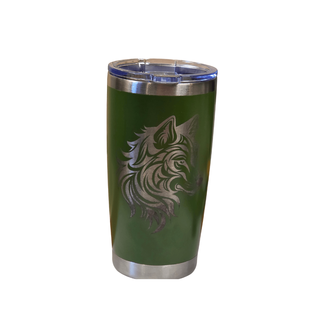 WOLFS HEAD (ENGRAVED) - Laser Engraved by LDJ Engraving - Tumbler – 20oz Tapered